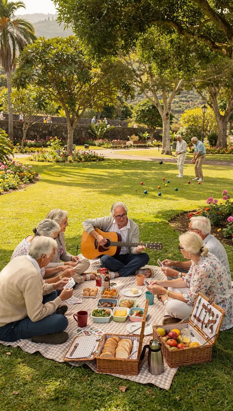 Seniors dancing safely in a supportive environment.